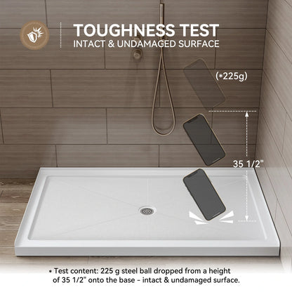 Chrome Acrylic Shower Pan with Center Drain Model BS6036-CH