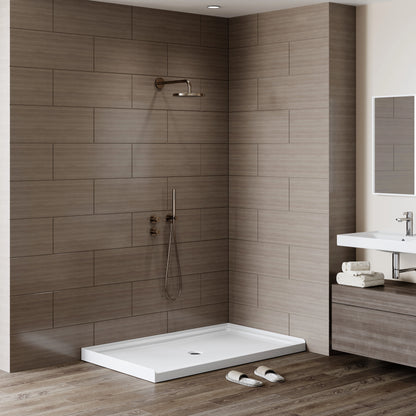 Chrome Acrylic Shower Pan with Center Drain Model BS6036-CH