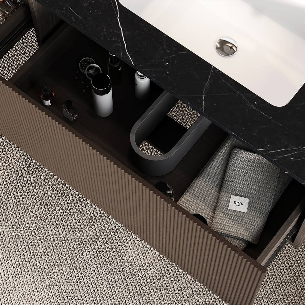 Bathroom Vanity Set 85" Modern Floating Bathroom Vanity Walnut with Double Sinks