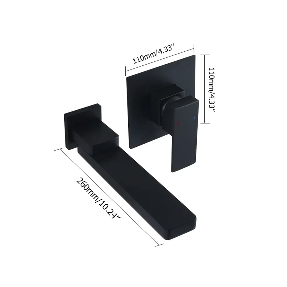 Wall Mount Matte Black Single Handle Bathroom Sink Faucet Solid Brass