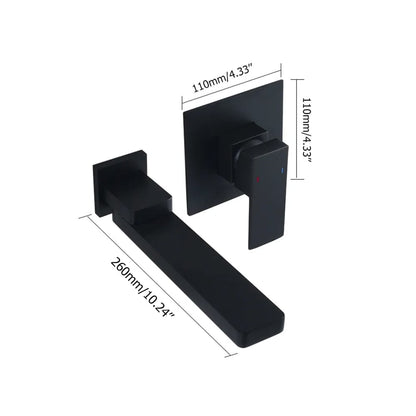 Wall Mount Matte Black Single Handle Bathroom Sink Faucet Solid Brass