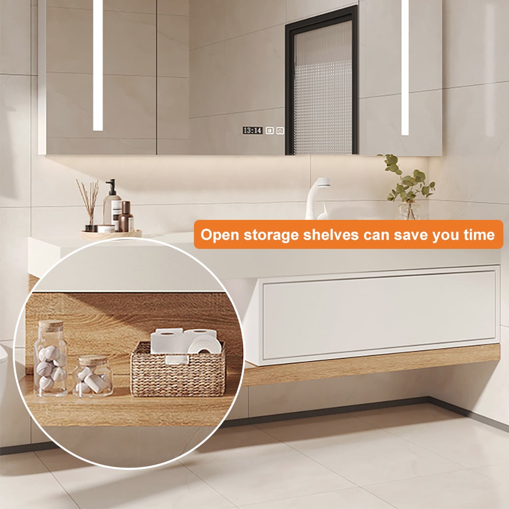 59" Floating Bathroom Vanity & LED Medicine Cabinet Set