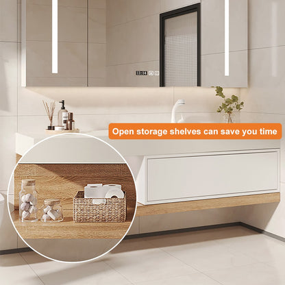 59" Floating Bathroom Vanity & LED Medicine Cabinet Set