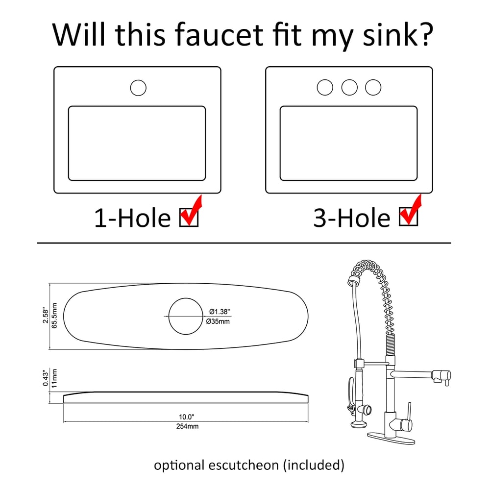 Commercial Pull Down Pre-rinse Spring Sprayer Matte Black Kitchen Sink Faucet with Deck Plate Solid Brass