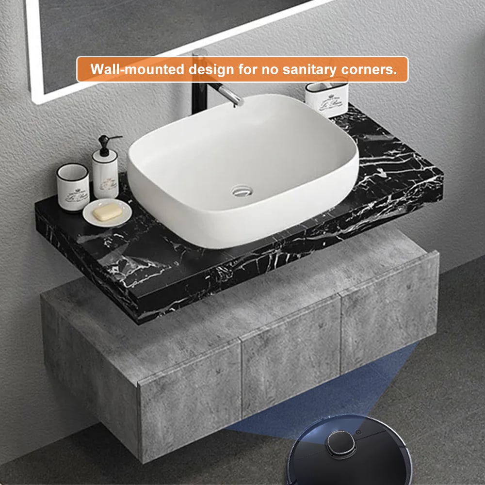 48" Modern Floating Bathroom Vanity Set with Single Vessel Sink Wall Mounted