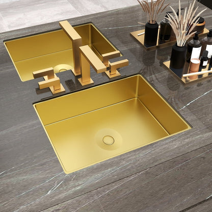 Gold Luxury Stainless Steel Rectangular Sink Undermount Bathroom Wash Sink