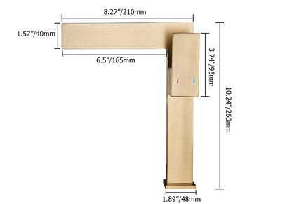 Brushed Gold Ultra-Thin Single Handle Waterfall Bathroom Vessel Sink Faucet Solid Brass
