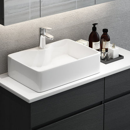 Modern 31" Floating Single Bathroom Vanity with Stone Resin Top, Ceramic Basin