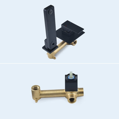 Wall Mount Matte Black Single Handle Bathroom Sink Faucet Solid Brass