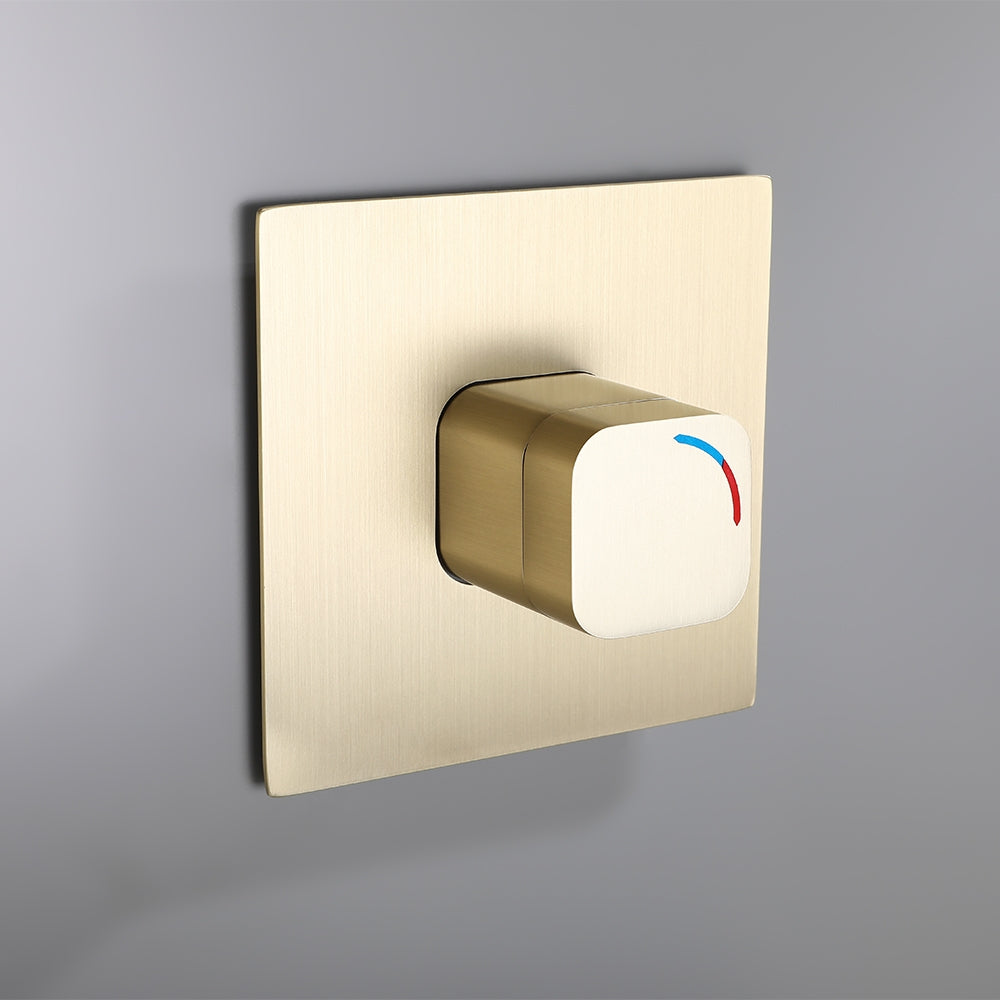 Waterfall Wall Mount Bathroom Sink Faucet Single Knob Solid Brass Brushed Gold