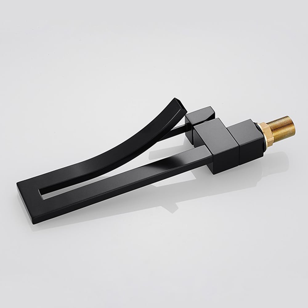 Modern Design Single Handle 1-Hole Black Bathroom Sink Faucet with Waterfall Spout Brass