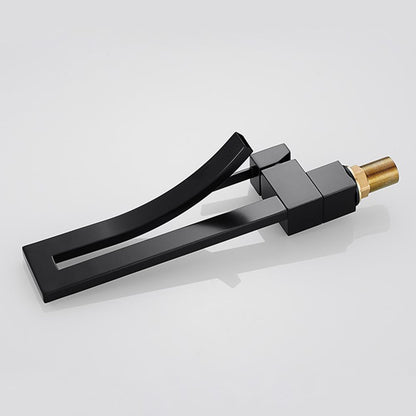 Modern Design Single Handle 1-Hole Black Bathroom Sink Faucet with Waterfall Spout Brass