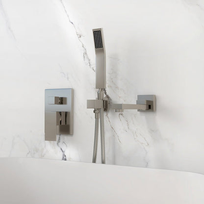 Ultramodern Brushed Nickel Wall Mounted Swirling Tub Filler Faucet with Hand Shower