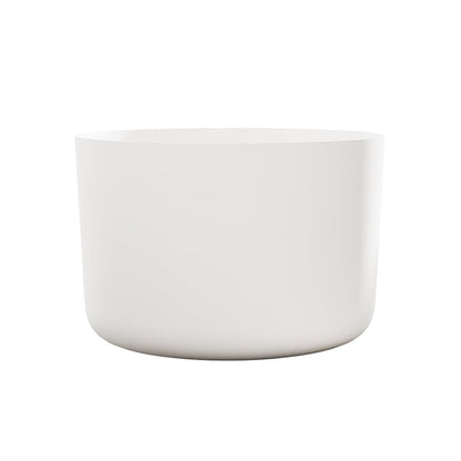 41" Japanese Modern Round  Freestanding Stone Soaking Bathtub White