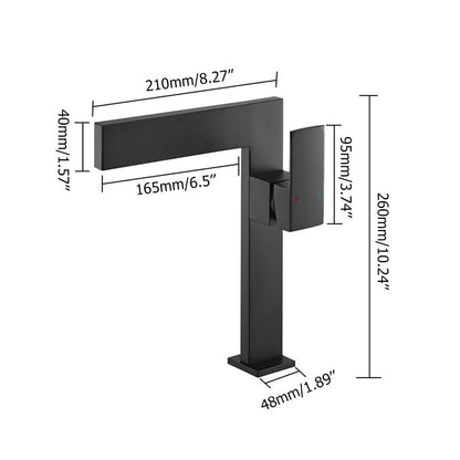 Matte Black Ultra-Thin Single Handle Waterfall Bathroom Sink Faucet Solid Brass 1-Hole