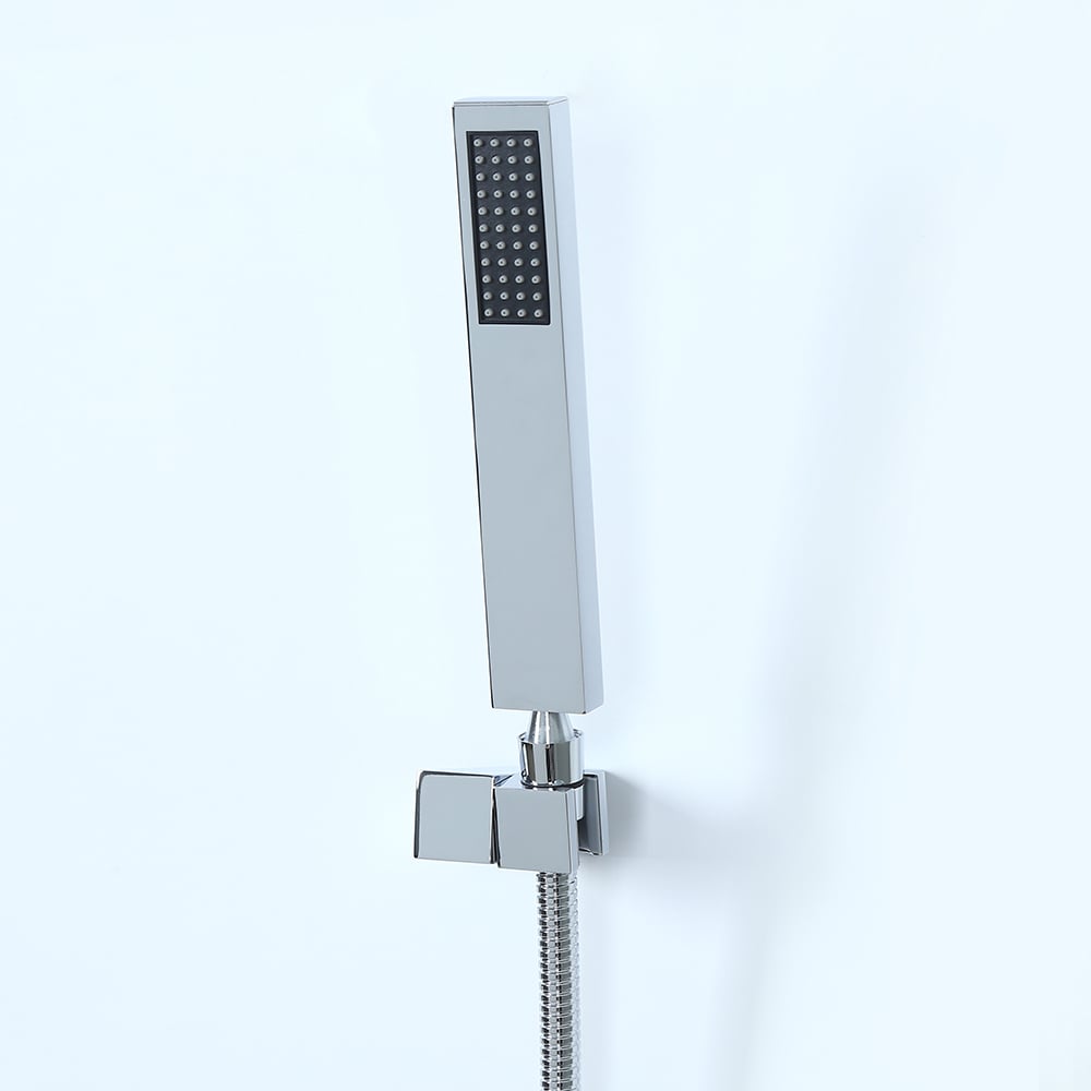 Contemporary Wall Mount Waterfall 2-Handle Chrome Bathtub Filler Faucet with Hand Shower