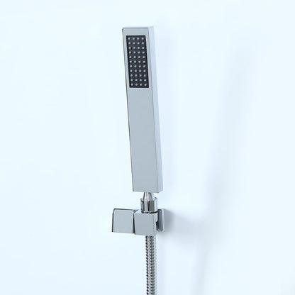 Contemporary Wall Mount Waterfall 2-Handle Chrome Bathtub Filler Faucet with Hand Shower