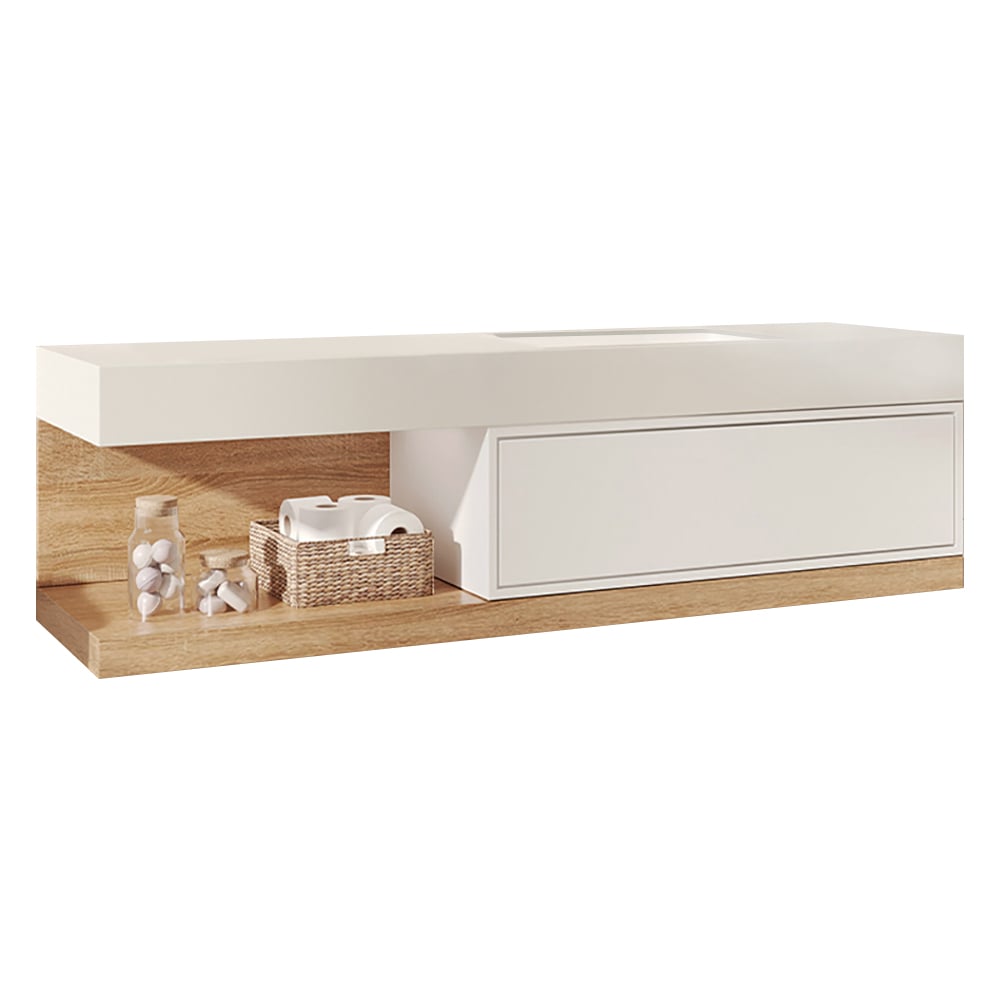 59" Floating Bathroom Vanity & LED Medicine Cabinet Set