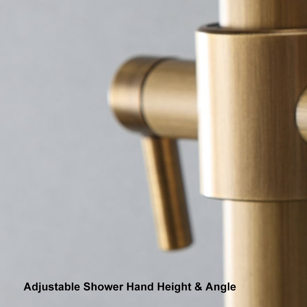 Antique Brass Exposed Wall Mount Shower System with 8" Rain Shower Head and Hand Shower