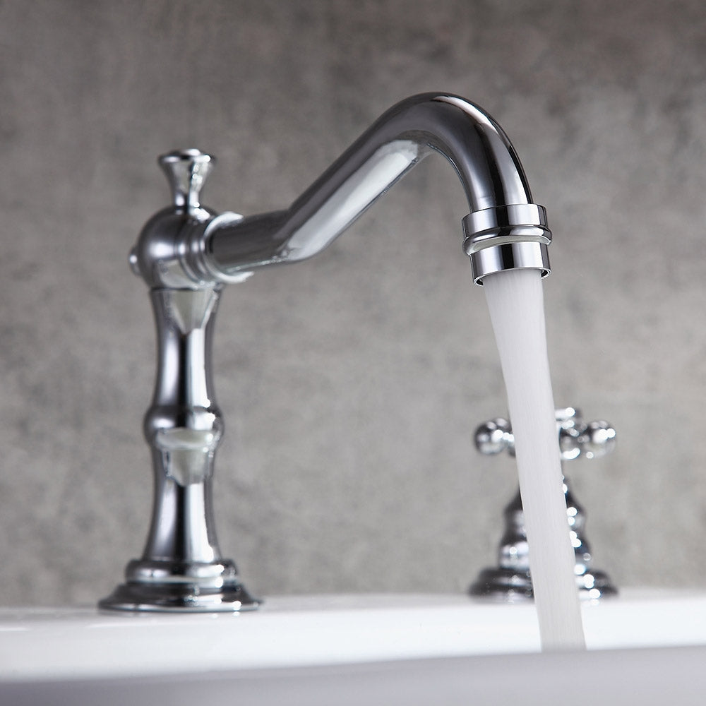 Chester Traditional Double Handle Bathroom Widespread Sink Faucet Victorian Spout