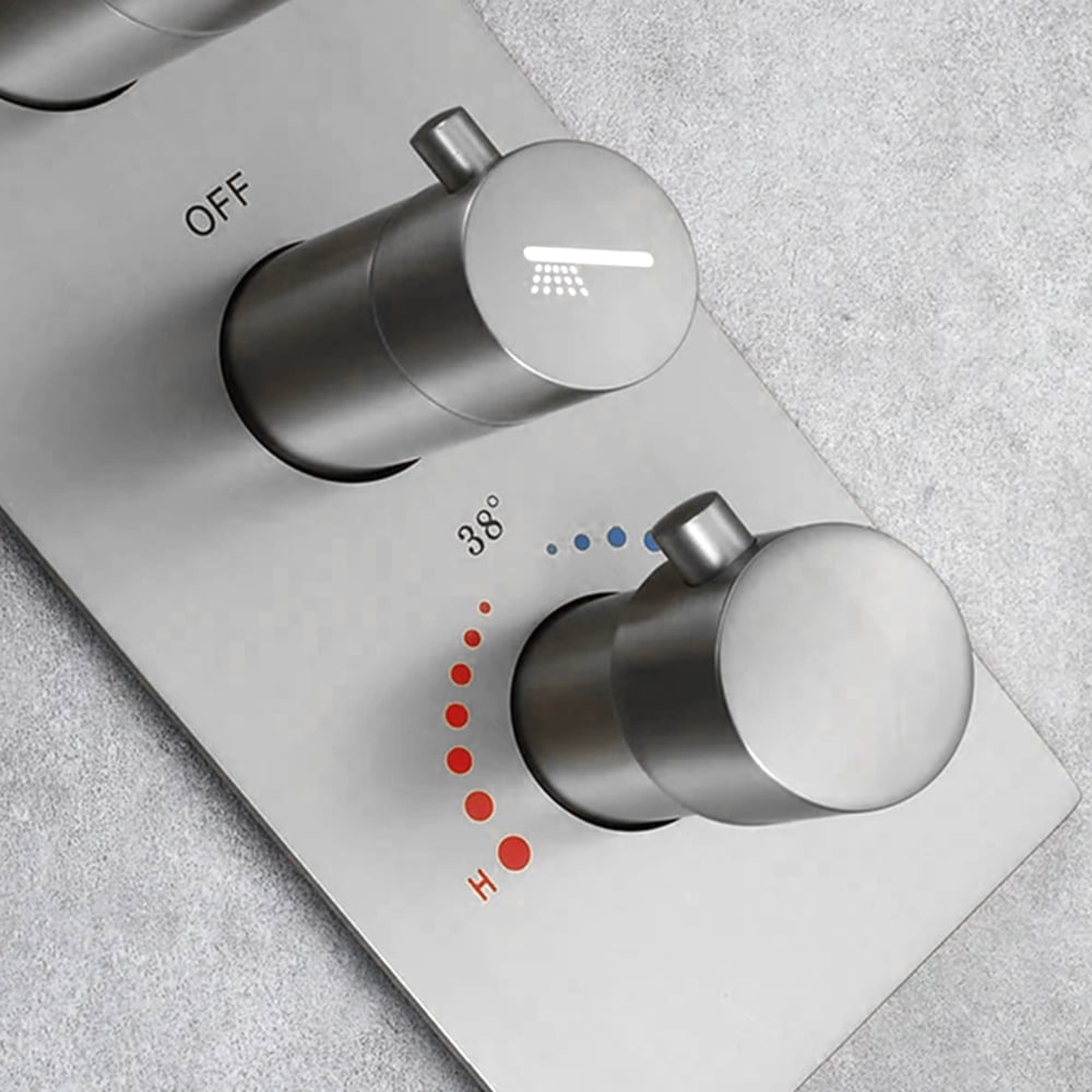 6 Functions Modern Thermostatic Massage Shower System Remote Controlled LED in Chrome