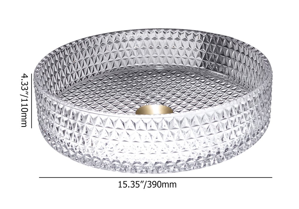 Vessel Transparent Diamond Shaped Crystal Glass Bathroom Wash Sink