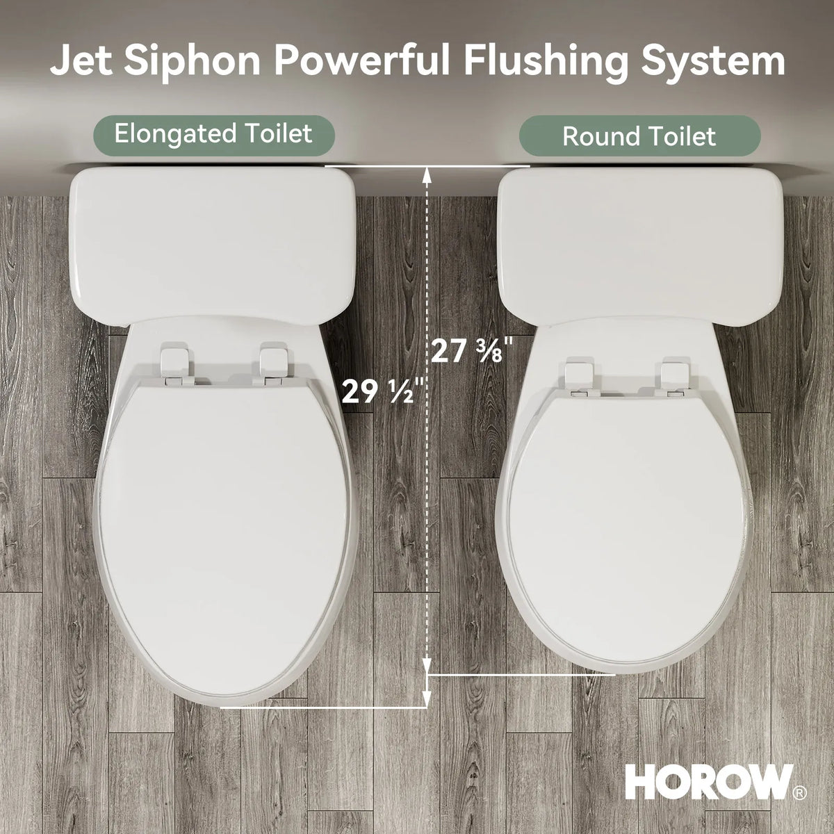 HOROW HWTT-E03S 2-Piece Toilet with 21" Comfort Height & Soft Close Seat