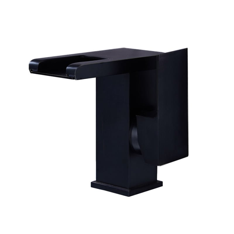 Jess Modern LED Waterfall Single Handle Brass Faucet Single Hole for Bathroom Sinks Black