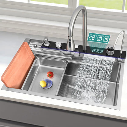 29" Drop-in Workstation Kitchen Sink with Faucet Single Bowl Stainless Steel