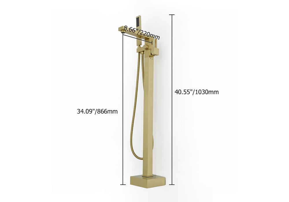Freestanding Bathtub Faucet Gold Brushed Brass with Hand Shower