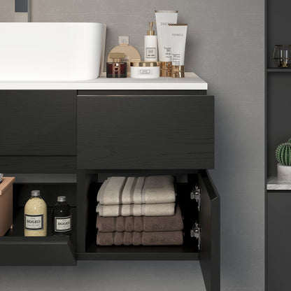 Modern 31" Floating Single Bathroom Vanity with Stone Resin Top, Ceramic Basin