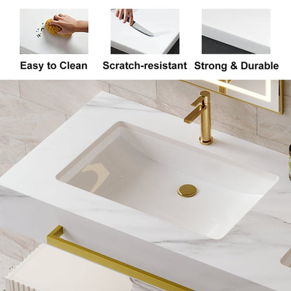 Bathroom Vanity Series 55.1" Modern Floating Bathroom Vanity White with Double Sinks