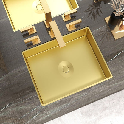 Gold Luxury Stainless Steel Rectangular Sink Undermount Bathroom Wash Sink