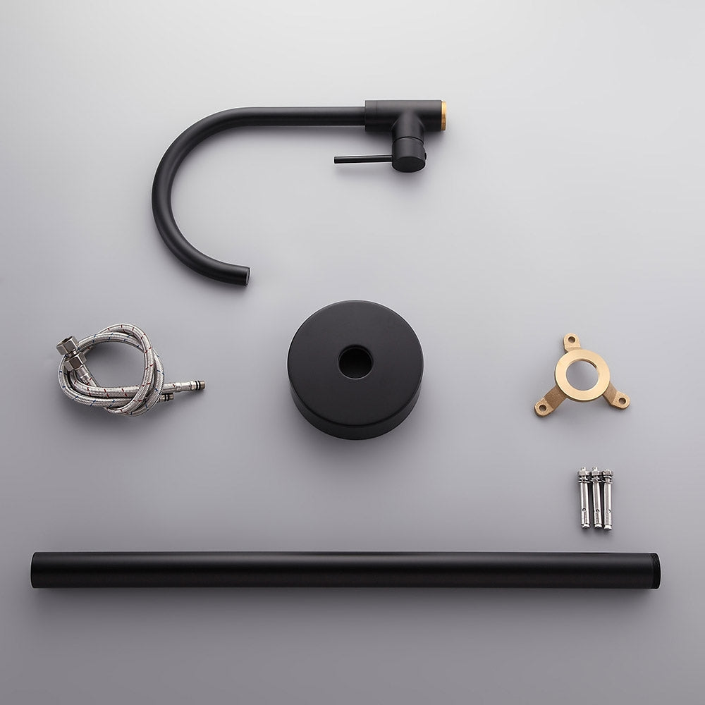 Brewst Modern Style Matte Black Single Handle Freestanding Tub Filler Faucet Solid Brass