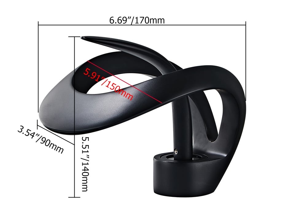 Waterfall Bathroom Sink Faucet in Black Single Handle Solid Brass