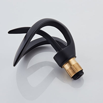 Waterfall Bathroom Sink Faucet in Black Single Handle Solid Brass