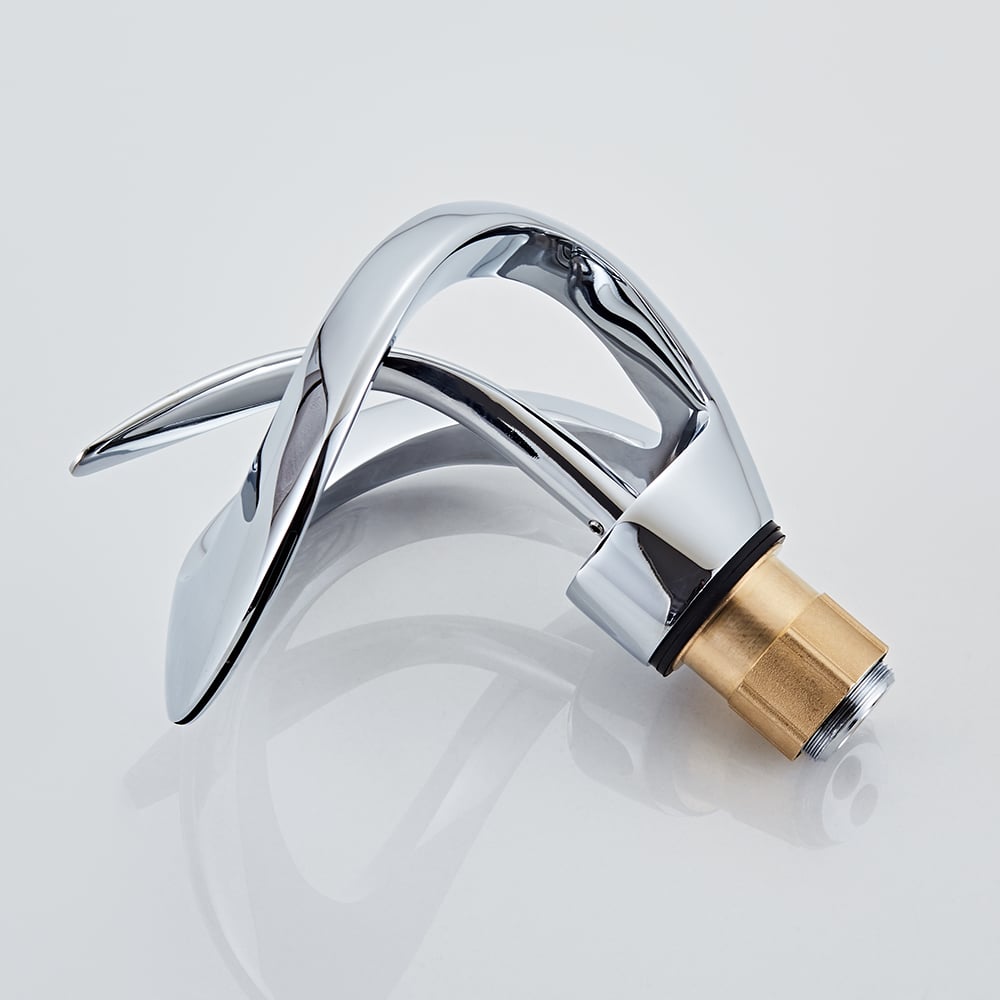 Waterfall Bathroom Sink Faucet in Chrome Single Handle Solid Brass