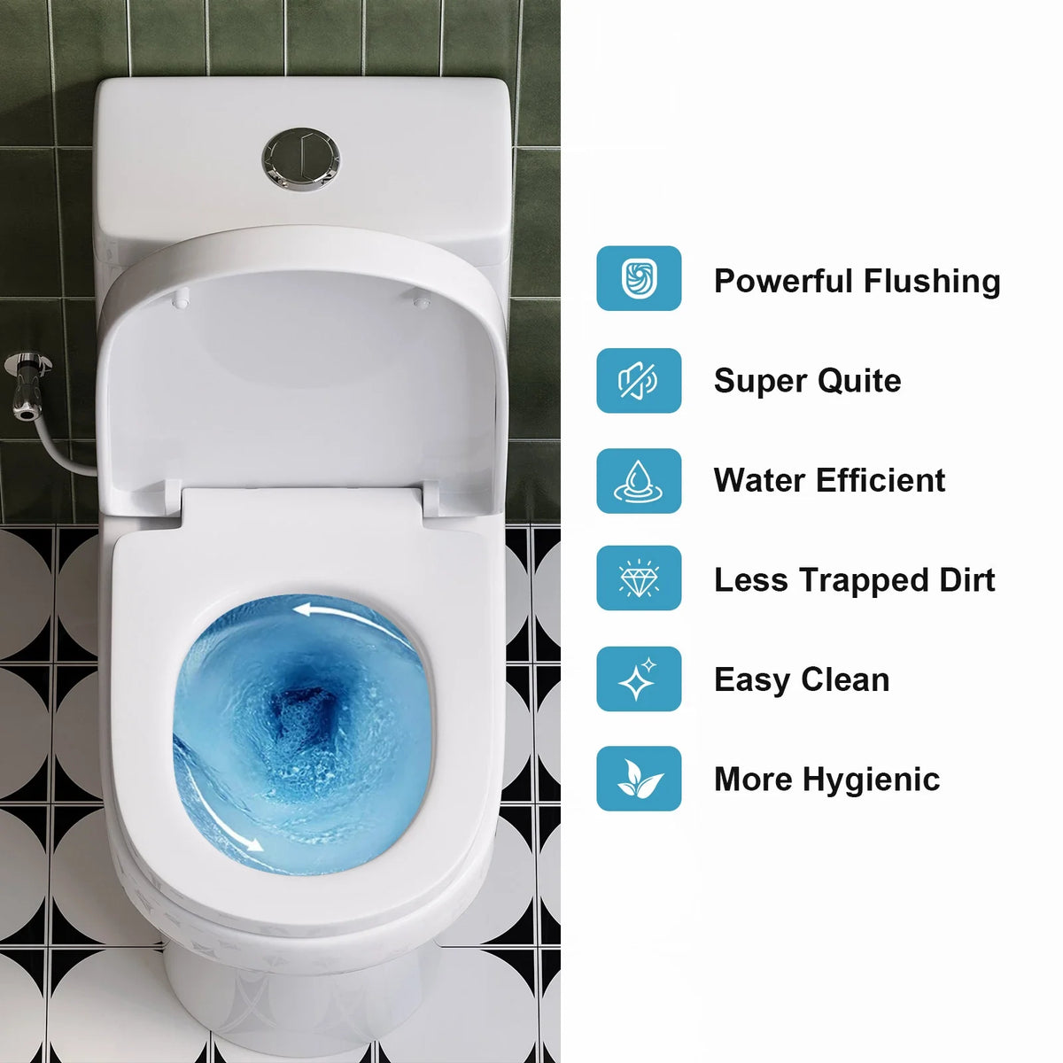 HOROW 8733U Compact Toilet, Dual-Flush System, Soft-Closing UF Seat