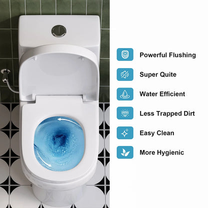HOROW 8733U Compact Toilet, Dual-Flush System, Soft-Closing UF Seat