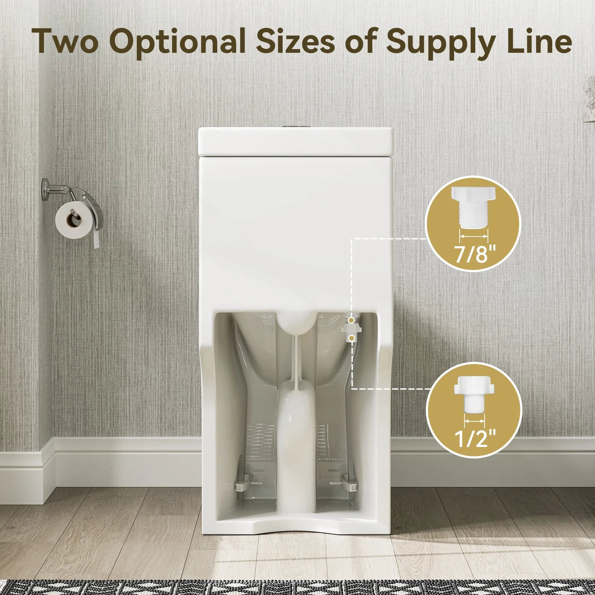 HOROW 8733-10 10-Inch Rough-In One-Piece Toilet, Compact Round Bowl