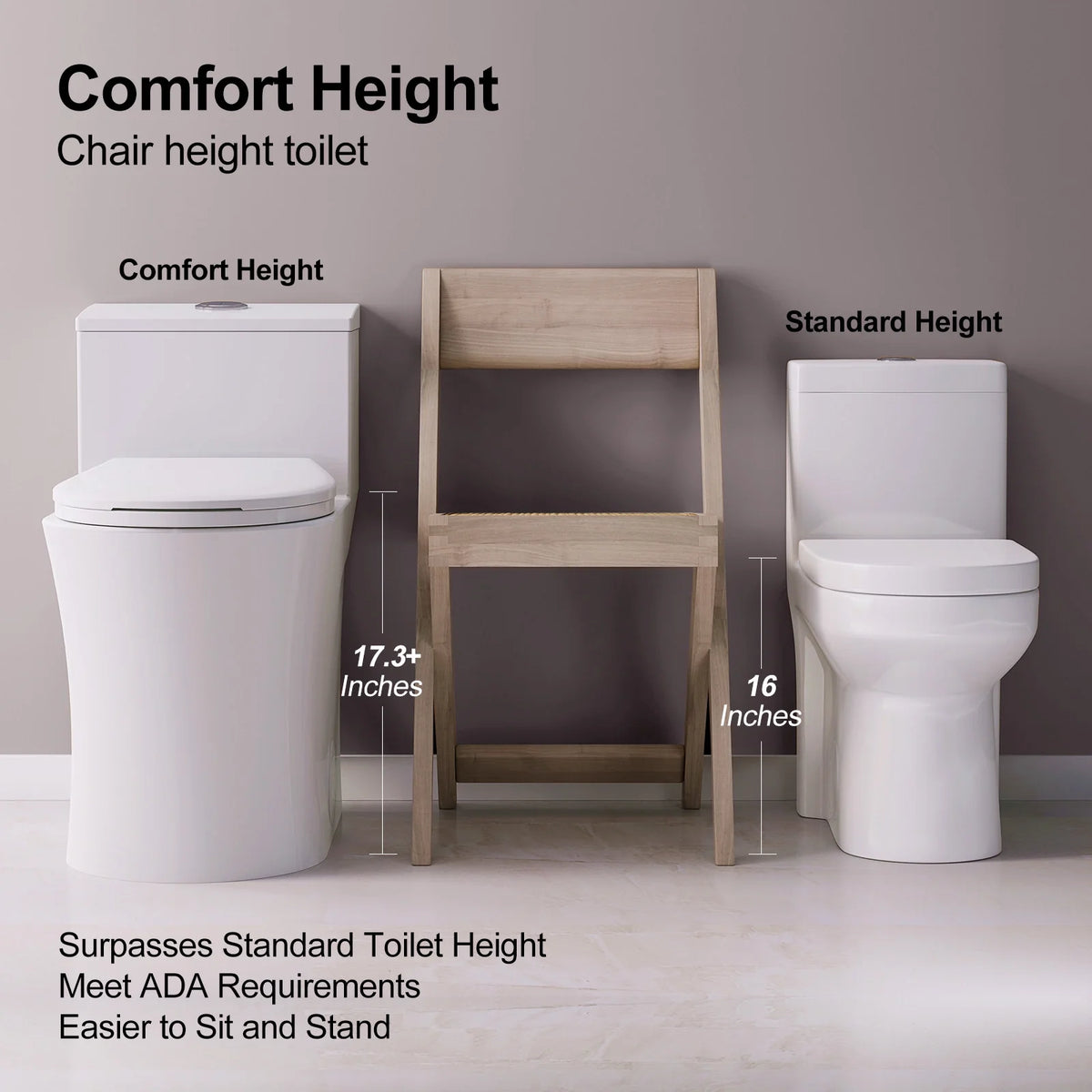 HOROW T0338W-10 10-Inch Rough-In One-Piece ADA Toilet with Dual Flush