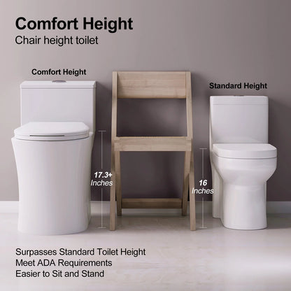 HOROW T0338W-10 10-Inch Rough-In One-Piece ADA Toilet with Dual Flush