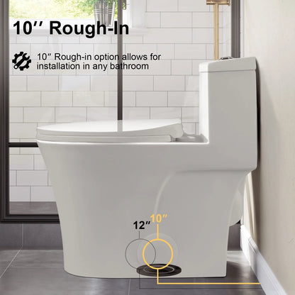 HOROW T0338W-10 10-Inch Rough-In One-Piece ADA Toilet with Dual Flush