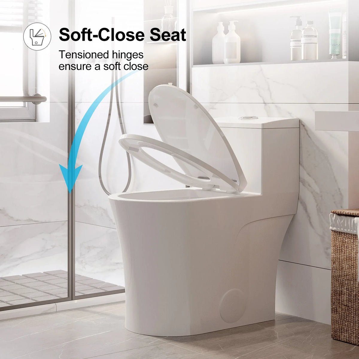 HOROW T0338W-10 10-Inch Rough-In One-Piece ADA Toilet with Dual Flush