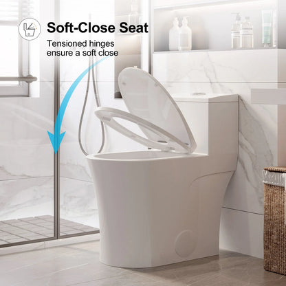 HOROW T0338W-10 10-Inch Rough-In One-Piece ADA Toilet with Dual Flush