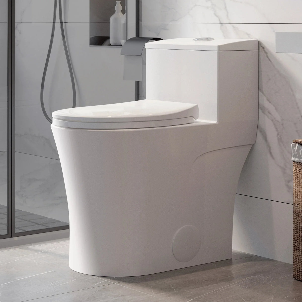 HOROW T0338W-10 10-Inch Rough-In One-Piece ADA Toilet with Dual Flush
