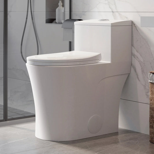 HOROW T0338W-10 10-Inch Rough-In One-Piece ADA Toilet with Dual Flush