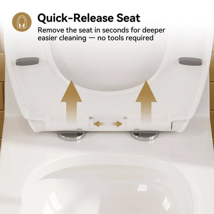 HOROW HWMT-138-10 10-Inch Rough-In One-Piece Toilet – ADA Height, Powerful Dual Flush