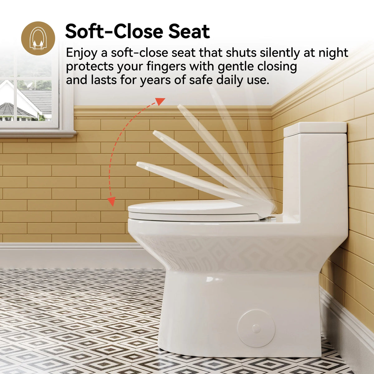 HOROW HWMT-138-10 10-Inch Rough-In One-Piece Toilet – ADA Height, Powerful Dual Flush