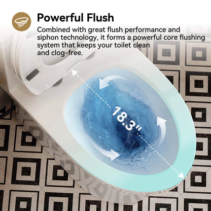 HOROW HWMT-138-10 10-Inch Rough-In One-Piece Toilet – ADA Height, Powerful Dual Flush